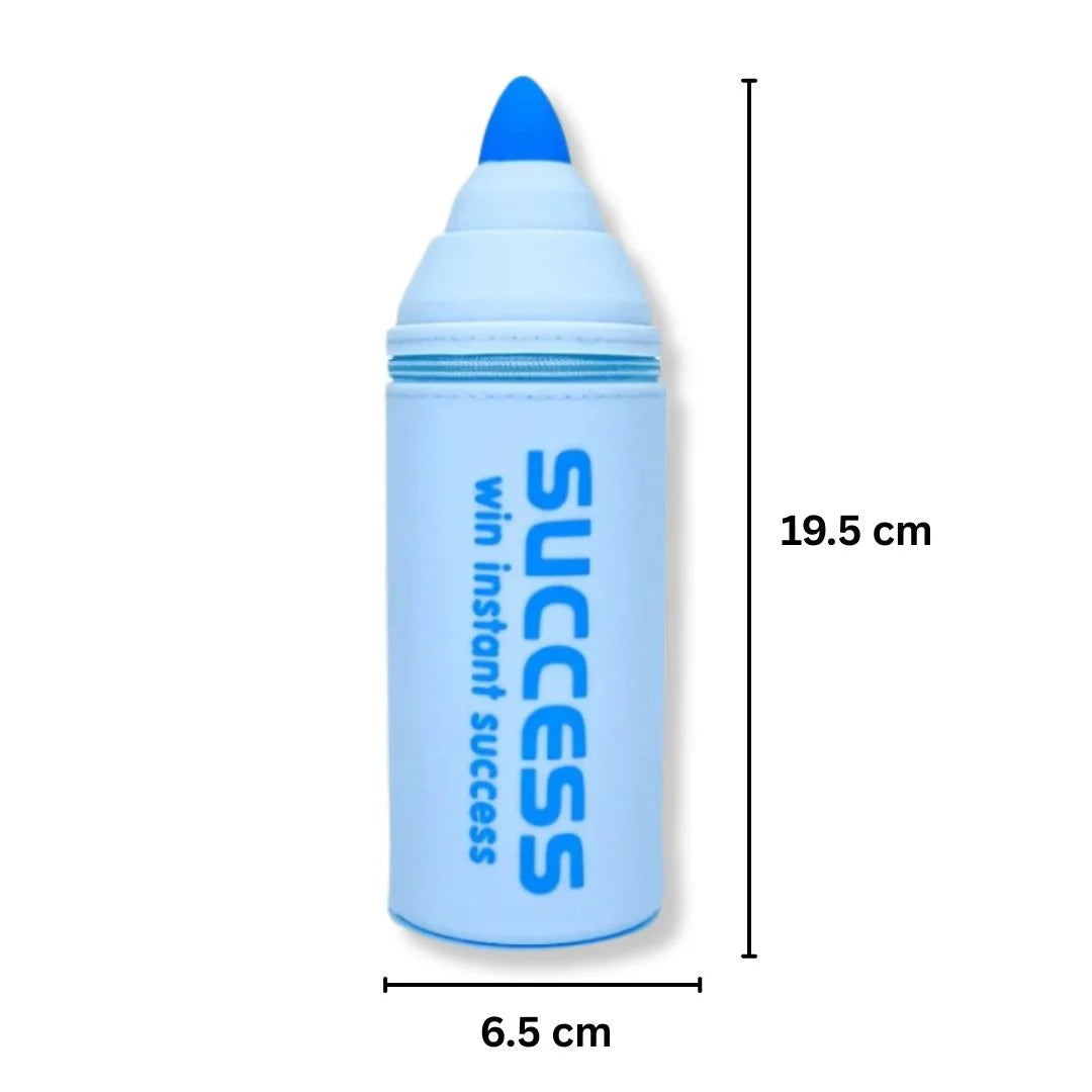 Sky Blue Silicone Pencil Pouch – Pencil Shape “Success” Design Multipurpose Zipper Case Bbag | India’s Best Online Stationery Store | MANADHAR STATIONERS PRIVATE LIMITED