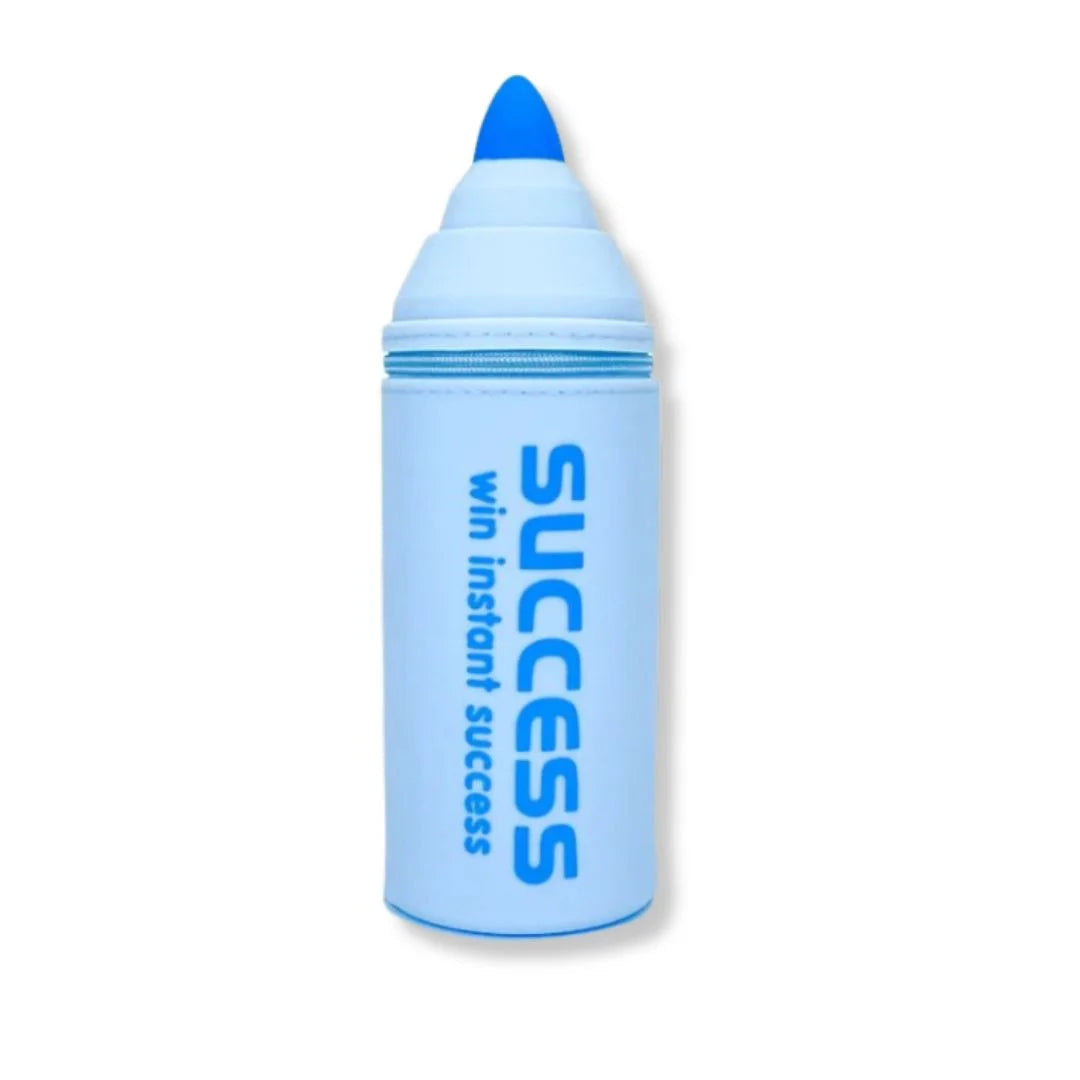 Sky Blue Silicone Pencil Pouch – Pencil Shape “Success” Design Multipurpose Zipper Case Bbag | India’s Best Online Stationery Store | MANADHAR STATIONERS PRIVATE LIMITED