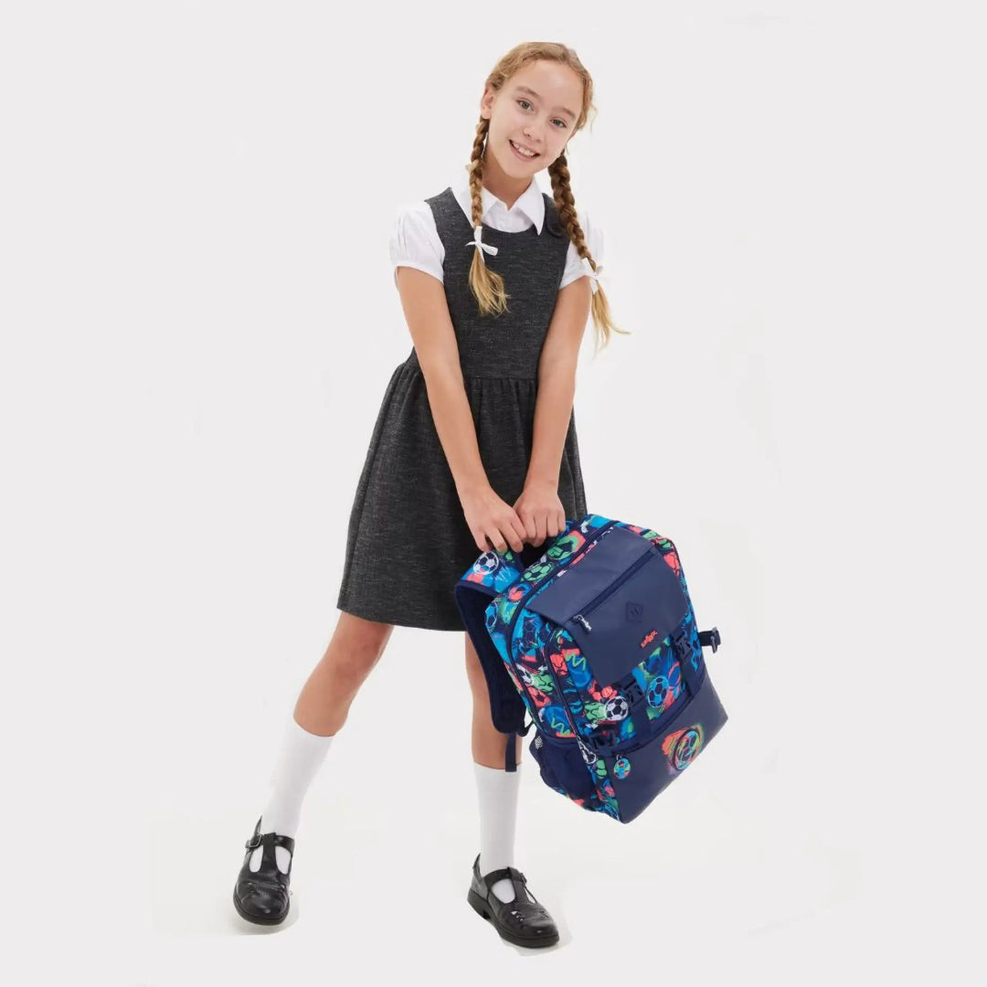 Smiggle Foldover Big Football Backpack Blue Bbag | India’s Best Online Stationery Store