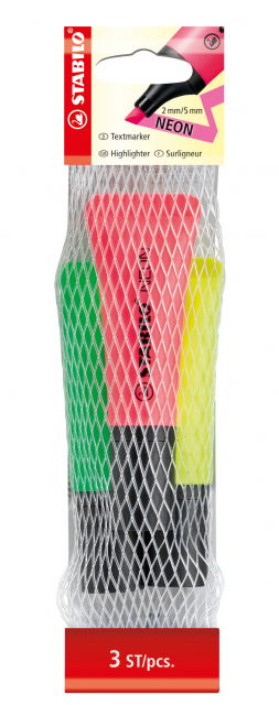 STABILO NEON Highlighter Pack - Stylish, Ergonomic, Vibrant Colors
