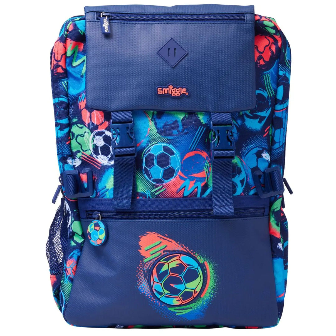 Smiggle Foldover Big Football Backpack Blue Bbag | India’s Best Online Stationery Store