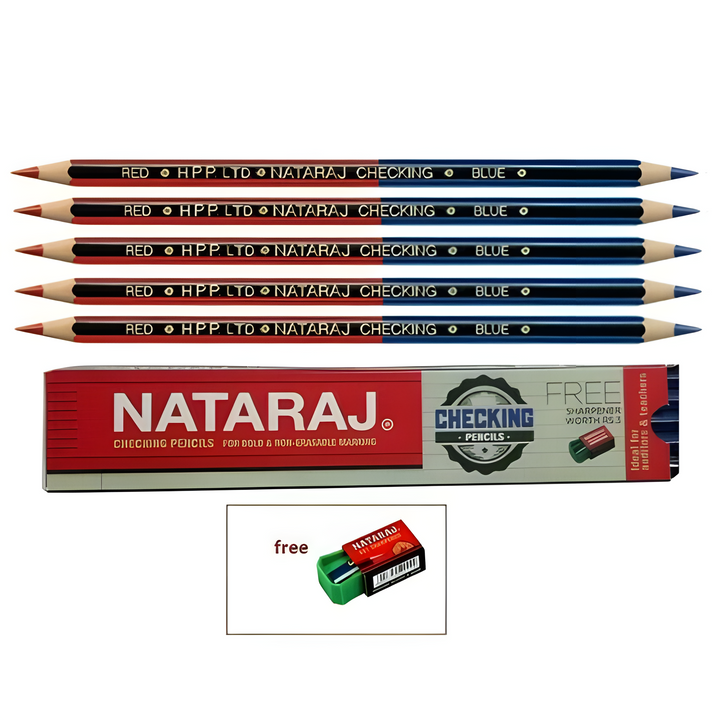 Nataraj Checking Pencil Red And Blue