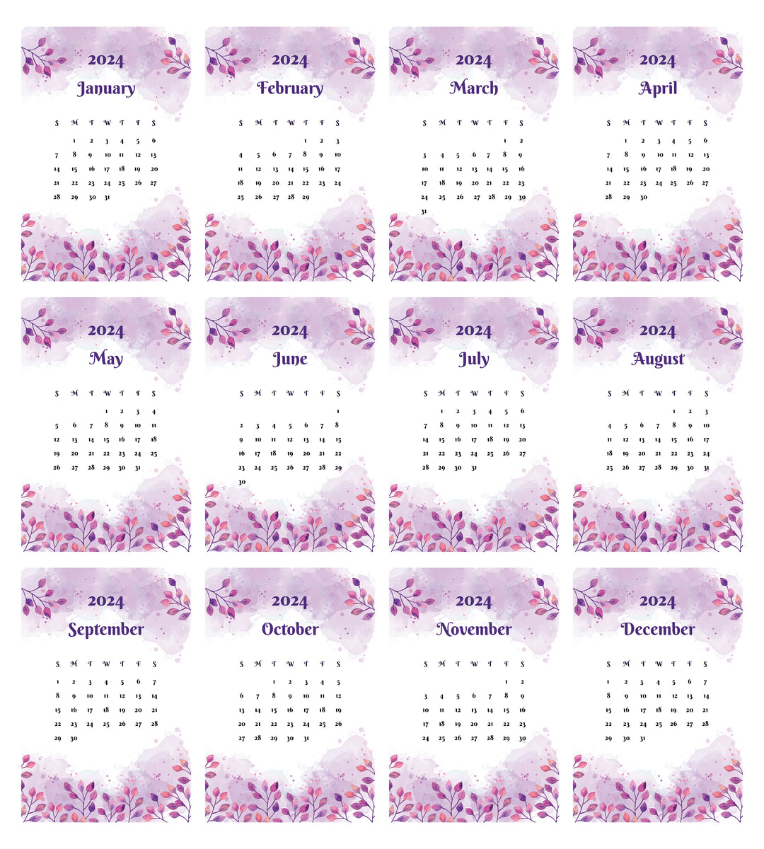 Creative Convert Botanical Desk Calendar for 2024 year 
