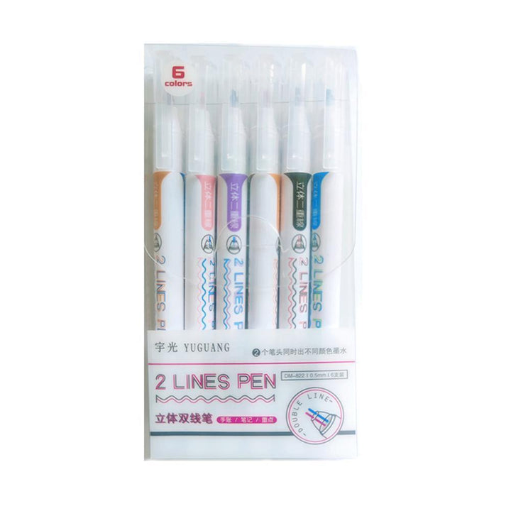 A Pack of 6 Creative Double Lines Pen
