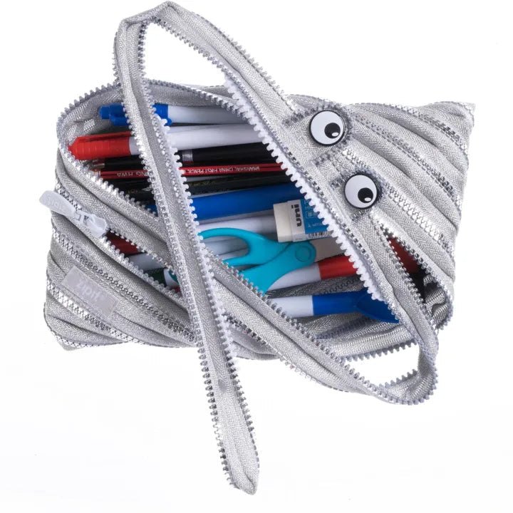 ZIPIT Jumbo Monster Pencil Case Silver Bbag | India’s Best Online Stationery Store