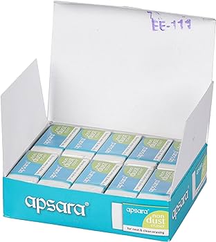 1 box of 10 pcs Apsara Non Dust Erasers