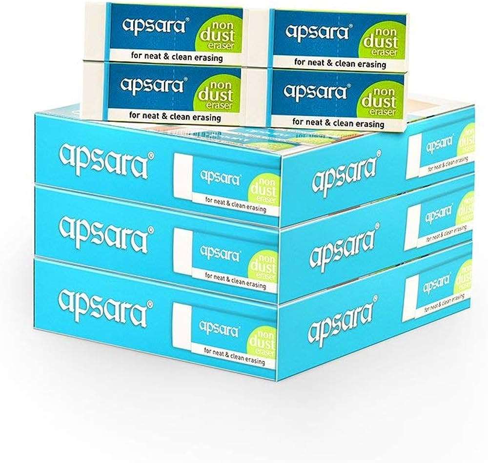 4 eraser with 3 box of Apsara Non Dust Erasers jumbo