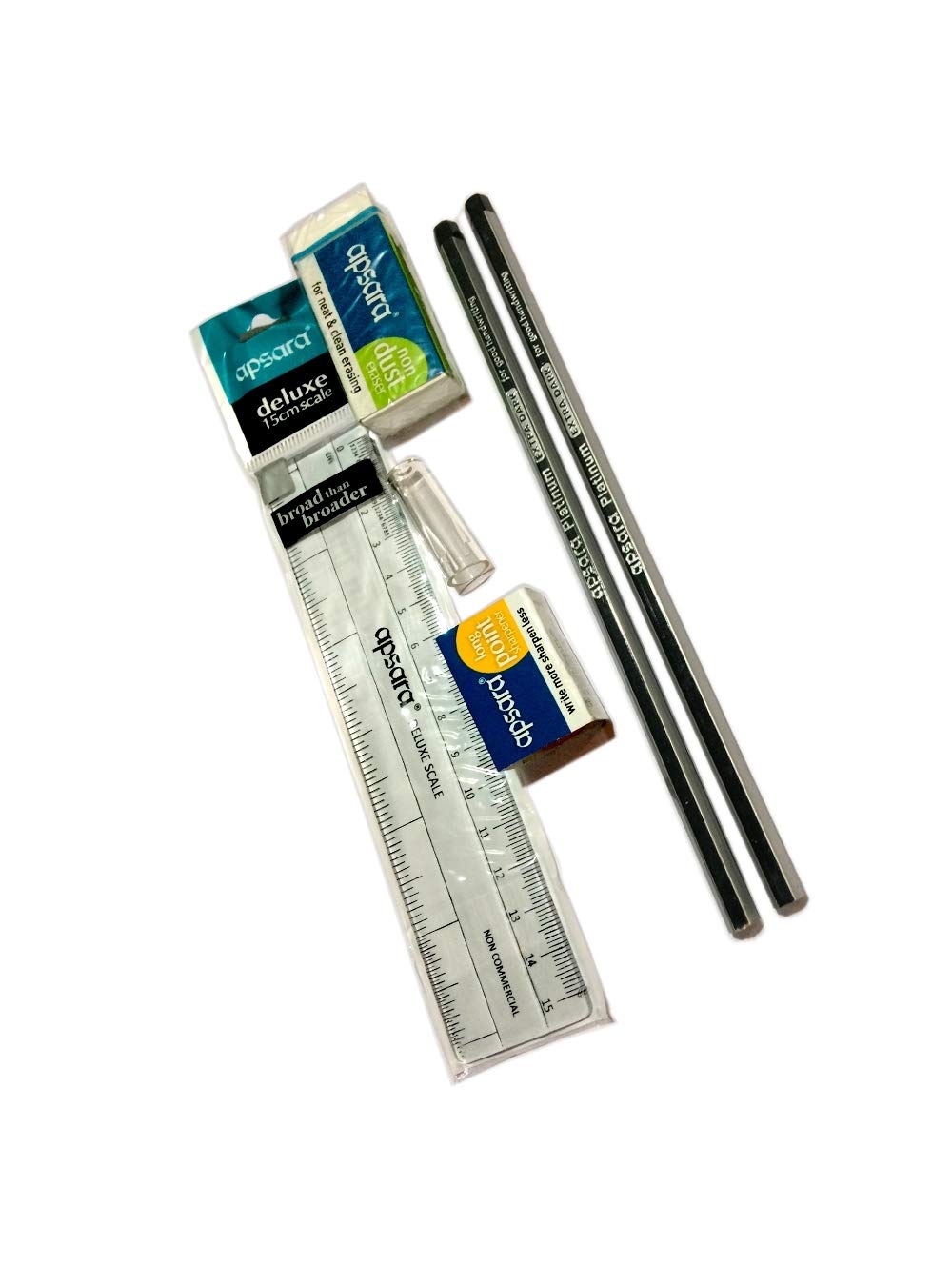 Scale, Eraser, sharpener and 2 pencil Apsara Platinum Kit