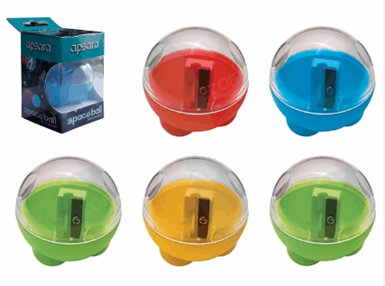 one blue  packed, Red, Blue, Green, Yellow and Green Apsara Spaceball Sharpener