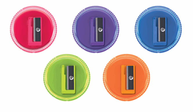 Pink, Purple, Blue, Green and Orange Apsara Tidy Top Sharpener