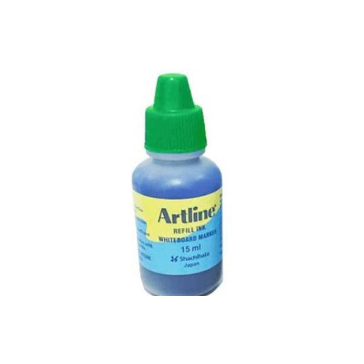 A bottle of 15 ml Green Colour Artline White Board Marker Ink