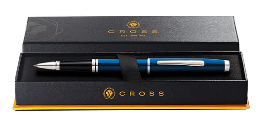 Cross Coventry Blue Lacquer Polished Chrome Trim Rollerball Pen AT0665-9