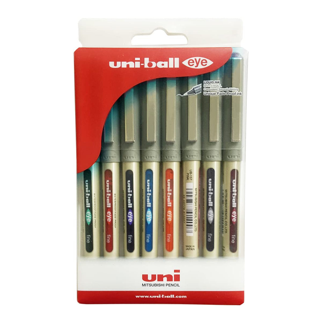 Uniball Eye Fine Roller Ball Pen Multicolor pack of 8