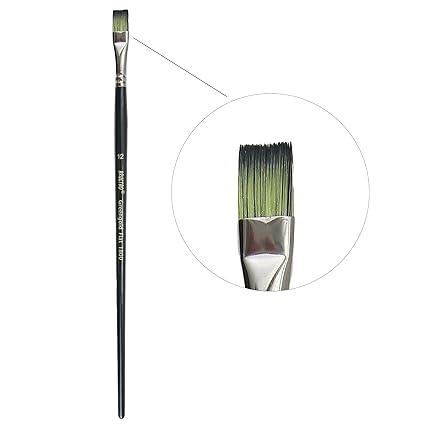 Brustro Greengold Flat Brush Size 12 Acrylic & Oil Painting Brush Bbag | India’s Best Online Stationery Store