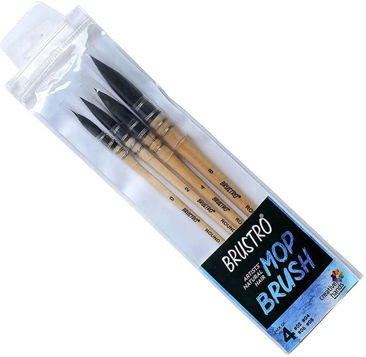 Brustro Mop Brush Set of 4 for Watercolor Bbag | India’s Best Online Stationery Store