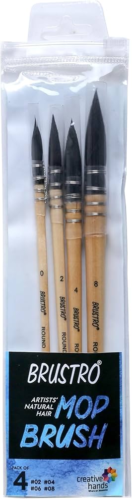 Brustro Mop Brush Set of 4 for Watercolor Bbag | India’s Best Online Stationery Store