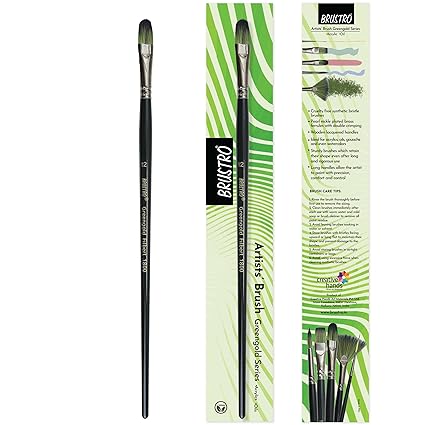 Brustro Greengold Filbert Brush Size 12 | Acrylic & Oil Painting Brush Bbag | India’s Best Online Stationery Store