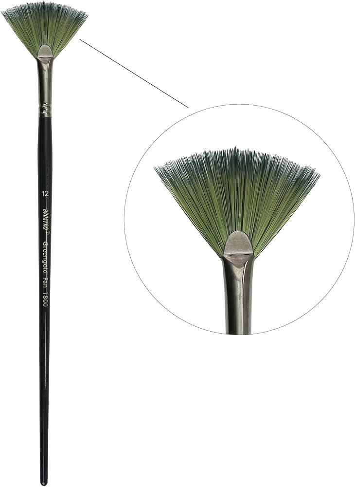Brustro Greengold Fan Brush Size 4  Acrylic & Oil Painting Brush Bbag | India’s Best Online Stationery Store