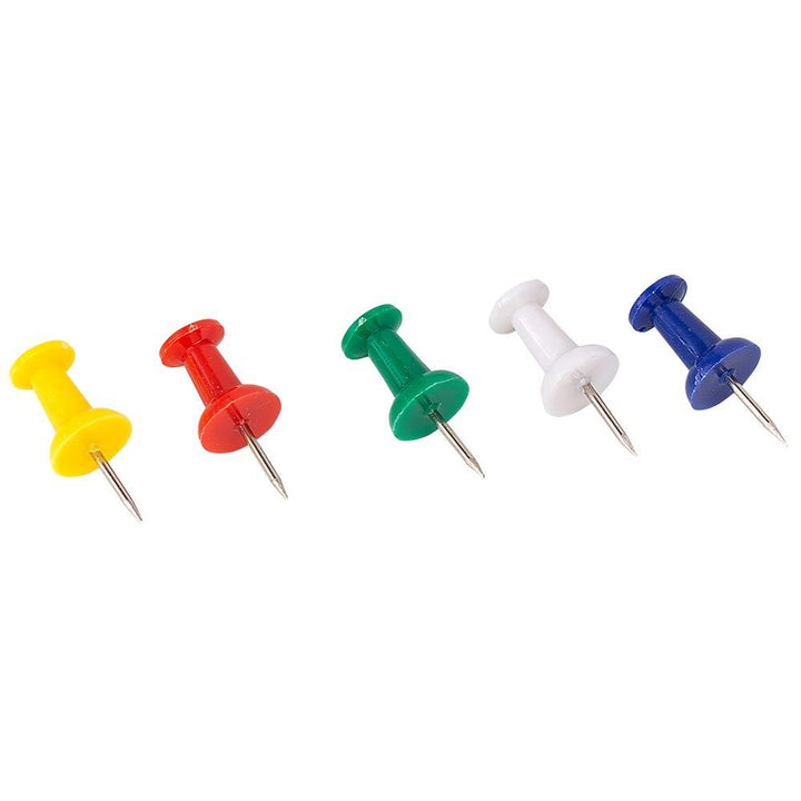 Deli Push Pins 23mm Multicolour comes in Yellow, Red, Green, White and Blue