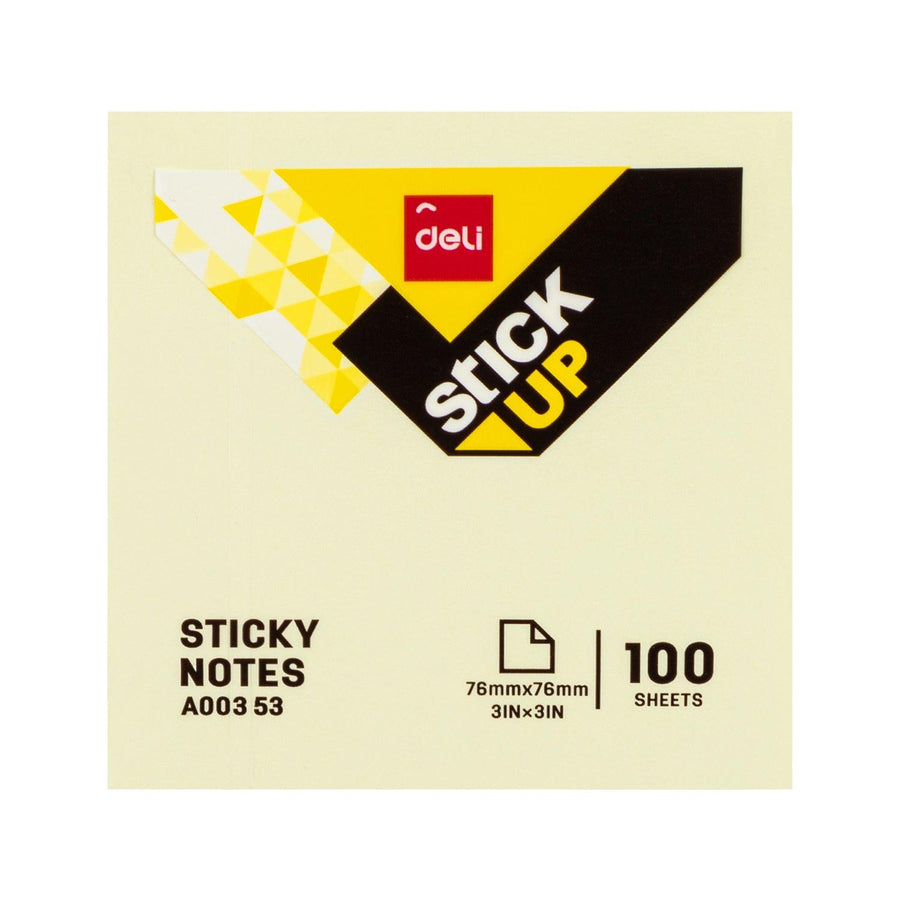 1 pack of 100 sheets Deli Sticky Notes yellow