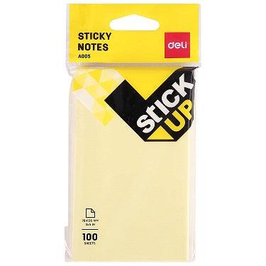 1 pack of Deli Sticky Notes yellow