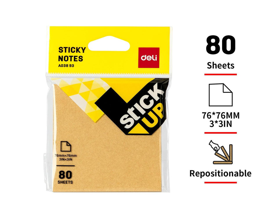 Deli Sticky Notes Brown 80 sheets repositinable