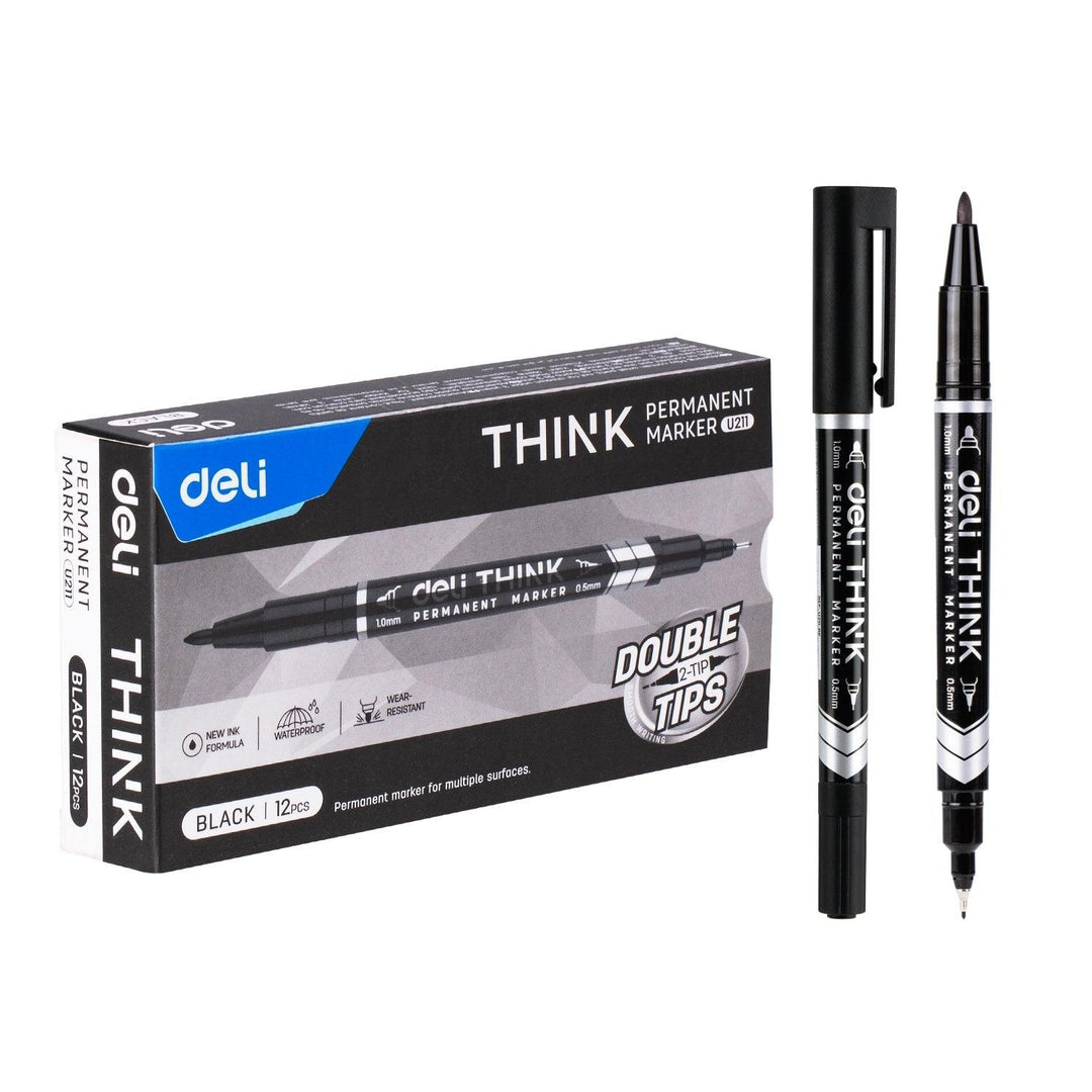 Deli Think Double Side Permanent Marker - Bbag | India’s Best Online Stationery Store