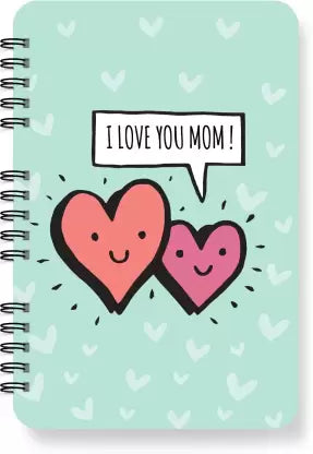 Two heart drawn on  Creative Convert I Love You Mom Diary with sky blue body  colour  