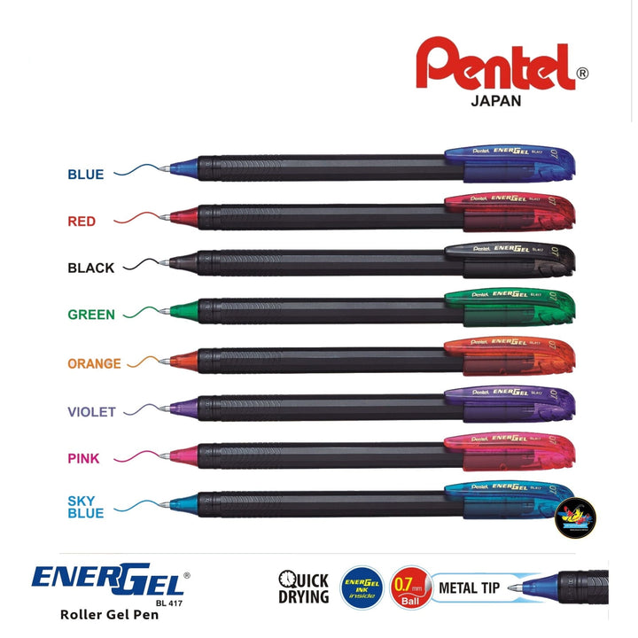 Pentel Energel Roller Gel Pen New Mix BL417 (8PCS Set)