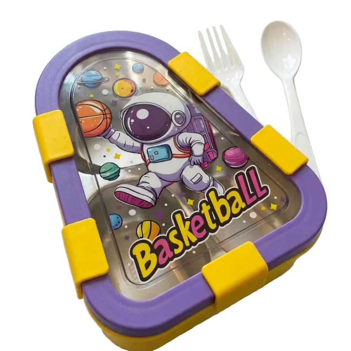 Stainless Steel 3 Compartment Lunch Box with Spoon & Fork Bbag | India’s Best Online Stationery Store