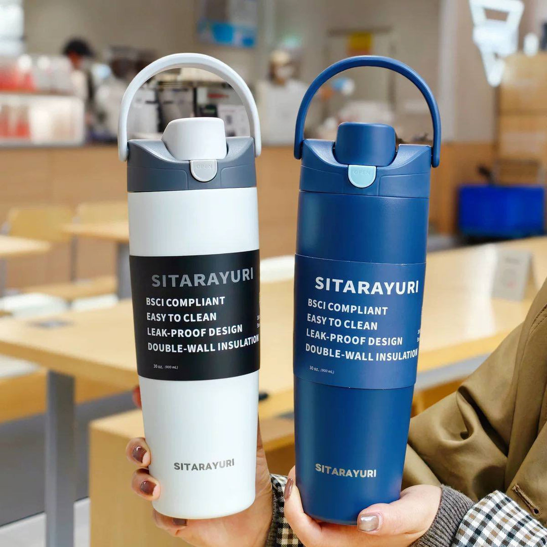 SITARAYURI 900ml Insulated Water Bottle Dual Drink Straw Flask Leakproof Bbag | India’s Best Online Stationery Store