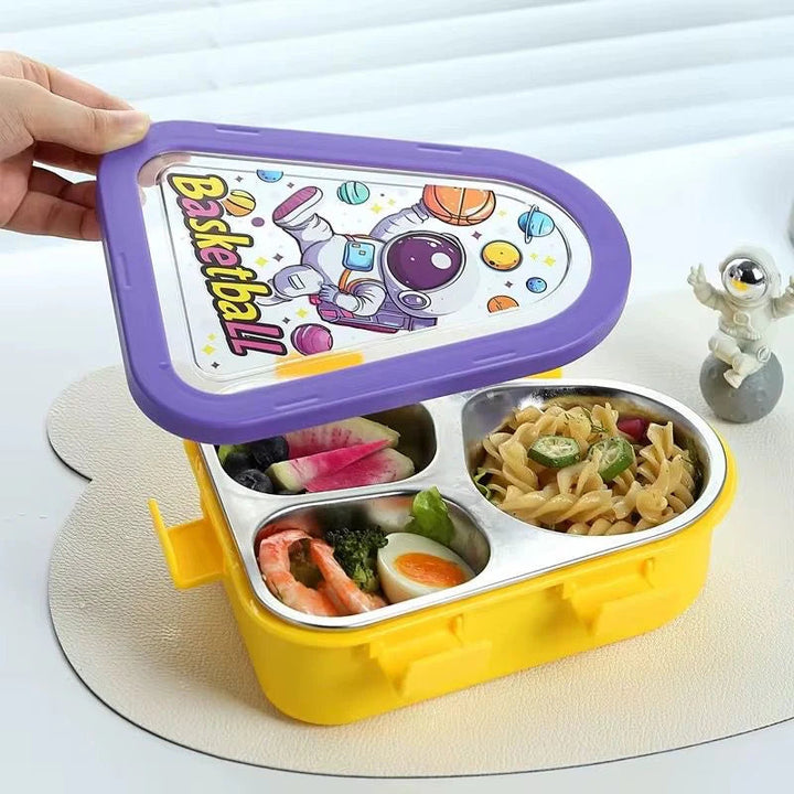 Stainless Steel 3 Compartment Lunch Box with Spoon & Fork Bbag | India’s Best Online Stationery Store