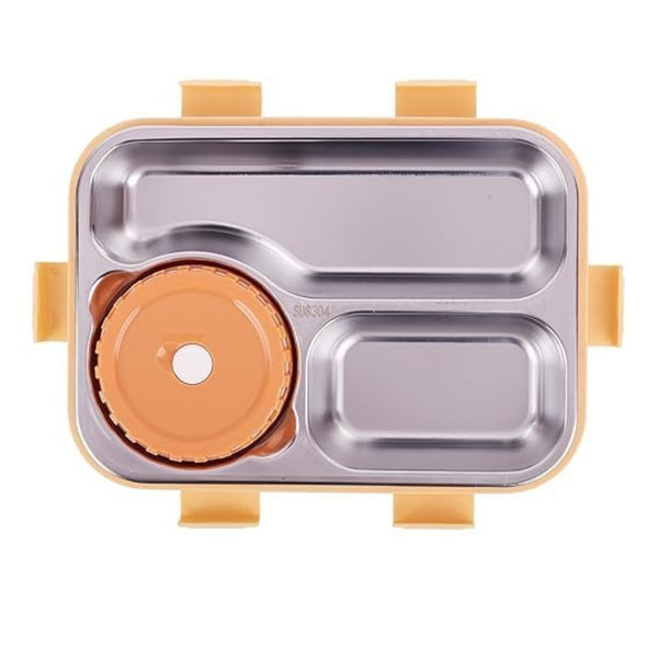 Fooddict 3 Compartment Lunch Box Stainless Steel Bento Box Bbag | India’s Best Online Stationery Store