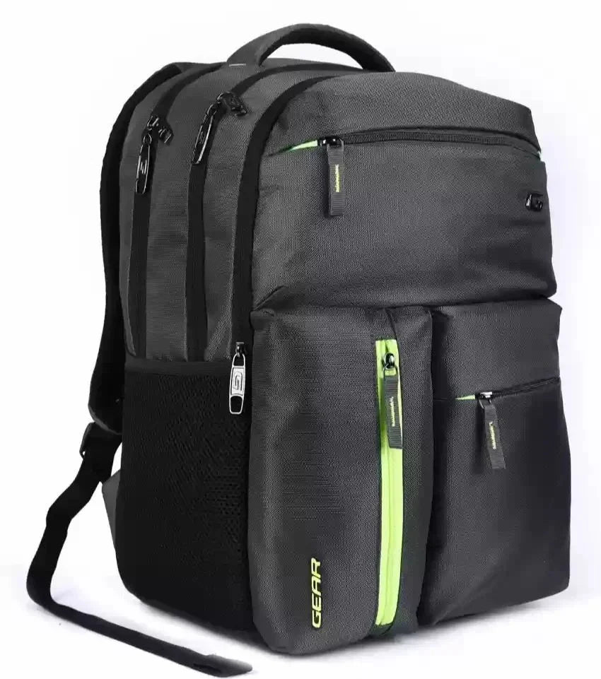 Gear Journey 29L Laptop Backpack Black Green with Rain Cover and Multiple Compartments Bbag | India’s Best Online Stationery Store