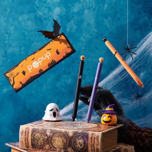 kacogreen popup gel ink pen halloween 3 piece set in orange / bbag indias best online store
