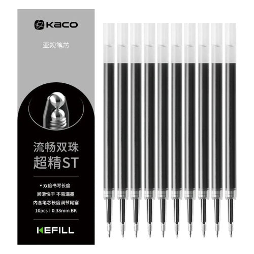 kaco refill 0.38mm black bullet tip set / bbag india's best online store