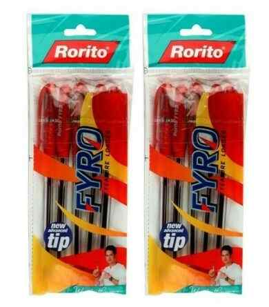 2 Pack of Red Rorito Fyro Ball Pen  5 pcs each 
