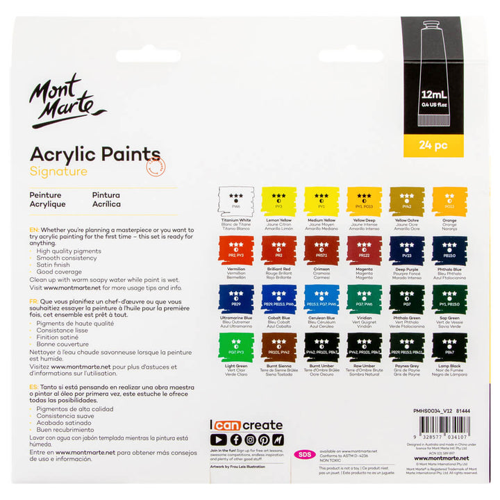 Acrylic Paints Set Signature 24pc x 12ml (0.4 US fl.oz)