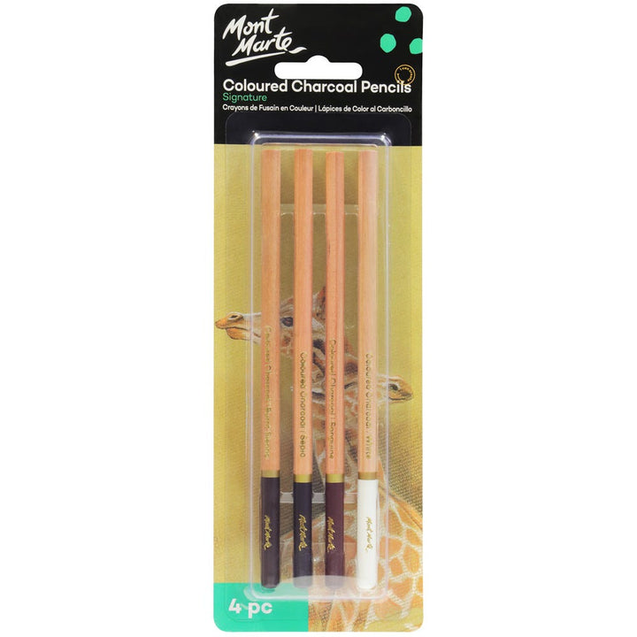 Timeless Coloured Charcoal Pencils Set Signature 4pc – Earthy Tones