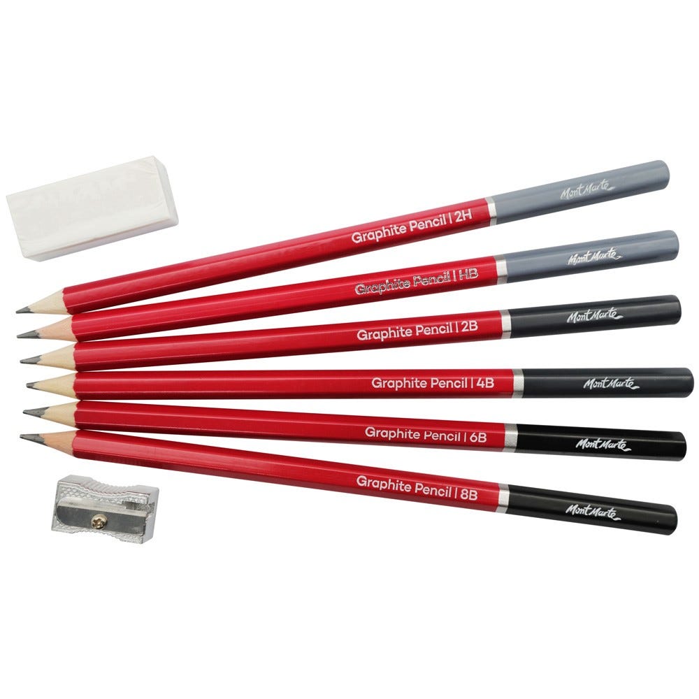 Graphite Levels Set Mont Marte Drawing Set Signature 8pc – Premium Graphite Pencils – Bbag ...