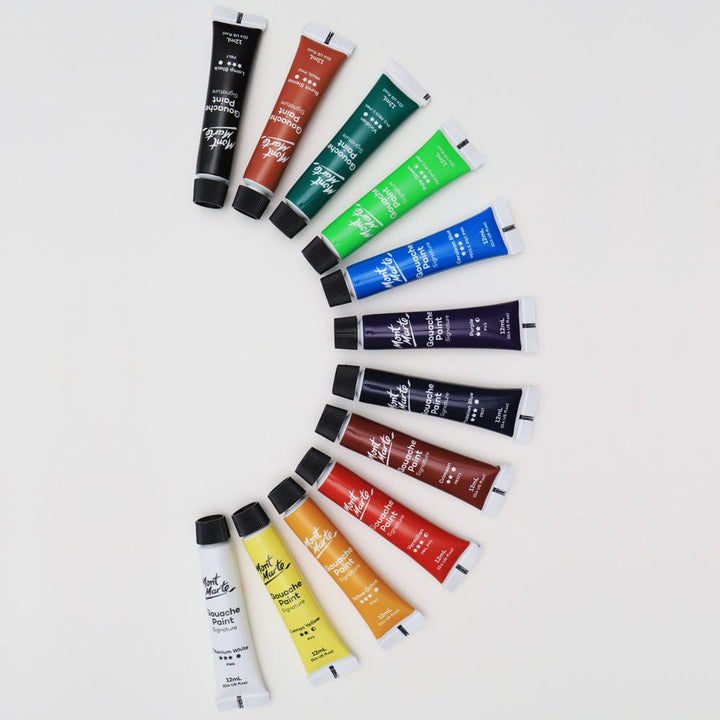 Gouache Paints Set Signature 12pc – Vibrant, Matte Finish, 12ml