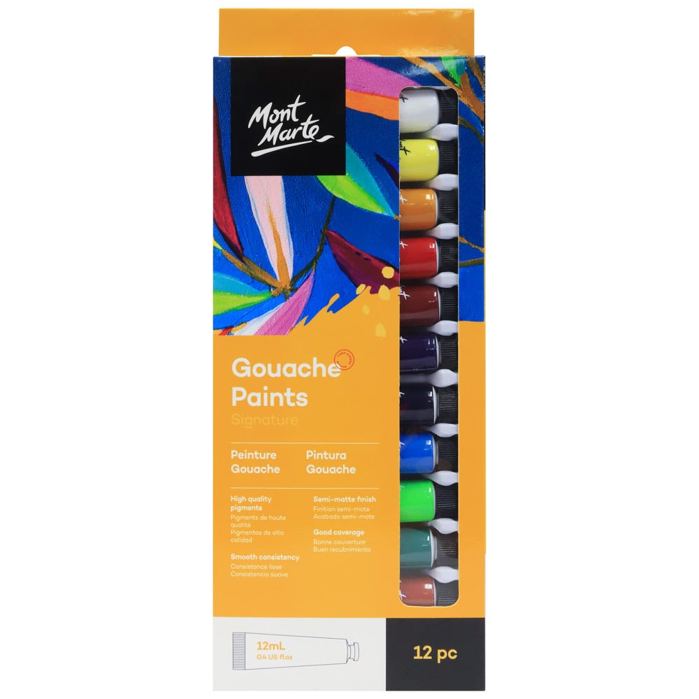 Gouache Paints Set Signature 12pc – Vibrant, Matte Finish, 12ml