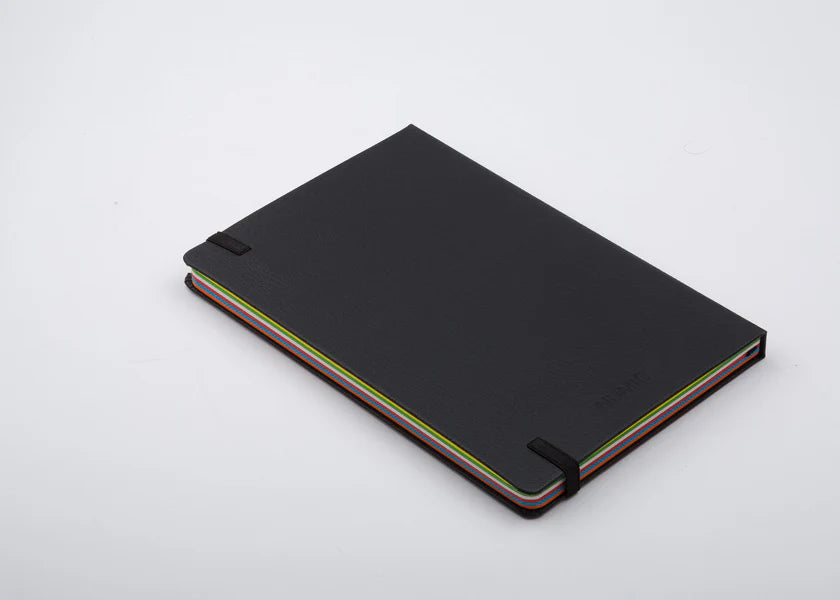 NUMIC Obsidian Black Notebook – Premium Multicolor Plain Journal (A5, 192 Pages)