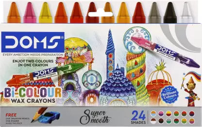 DOMS Bi-Colour Wax Crayons - Bbag | India’s Best Online Stationery Store