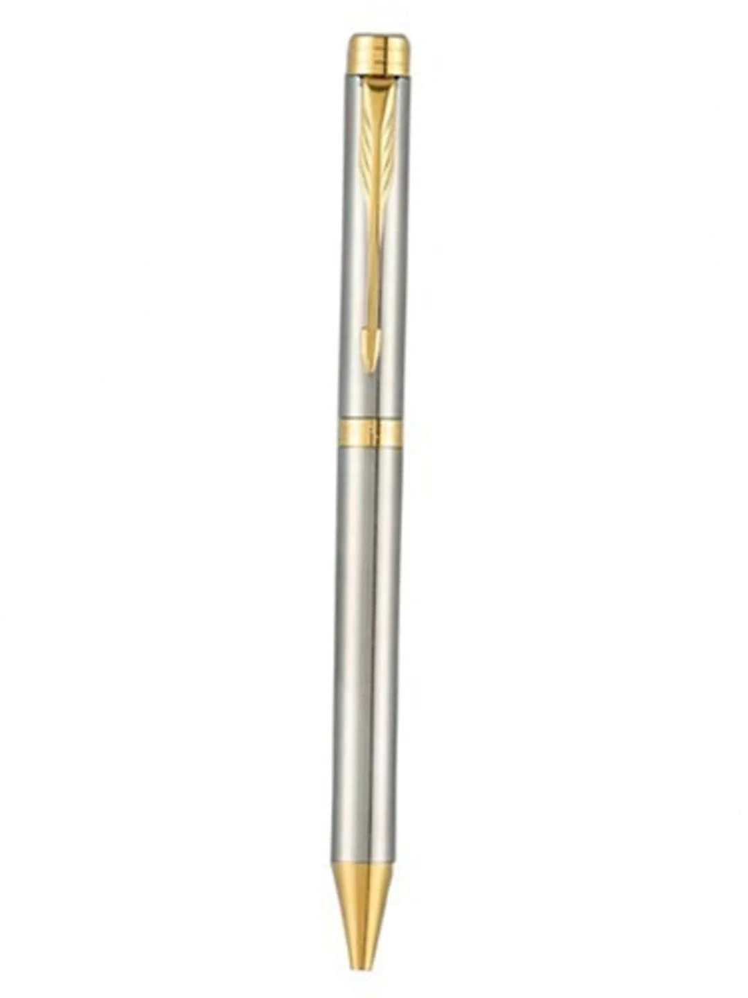 Parker Folio Stainless Steel with Gold Trim Ball Pen - Bbag | India’s Best Online Stationery Store