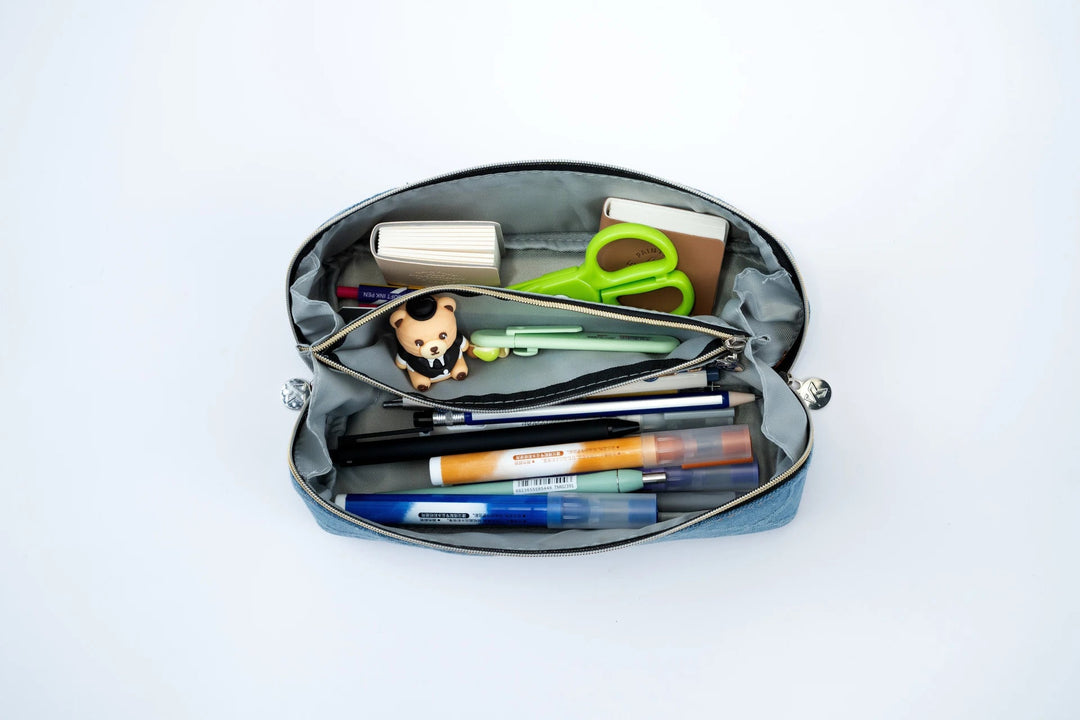 Kidgets Denim Pencil Pouch Light Blue | Stylish Polyester Organizer Case Bbag | India’s Best Online Stationery Store