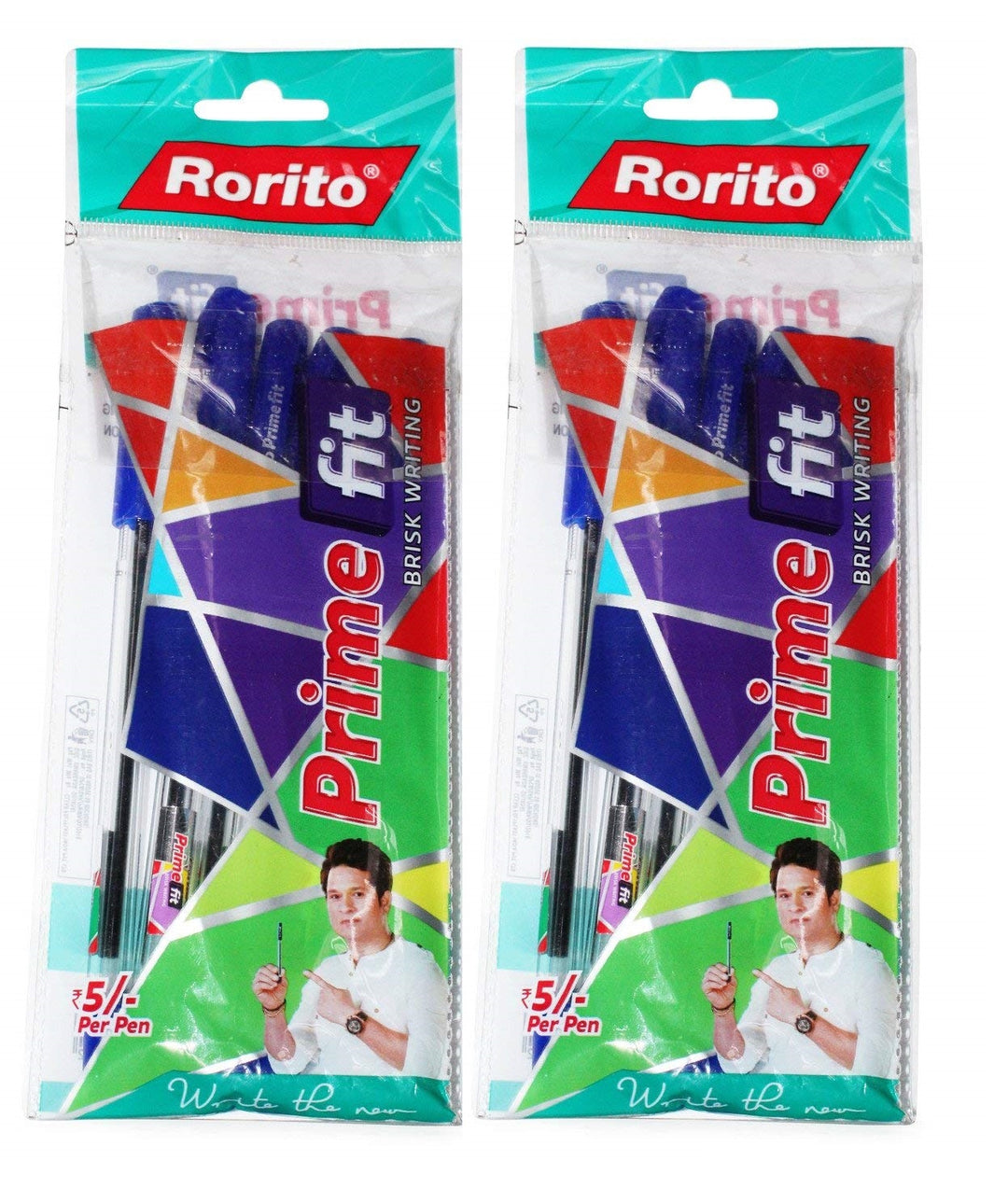 2 pack of Blue Rorito Prime Fit Ball Pen 5 pcs each 