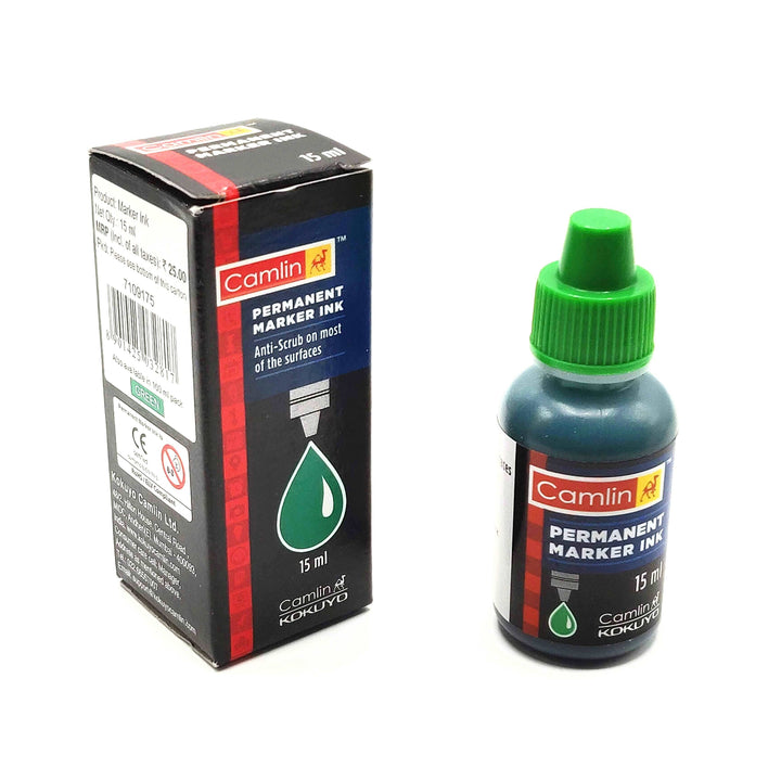 A Pack of 15 ml Camlin Permanent Marker Green Colour Ink
