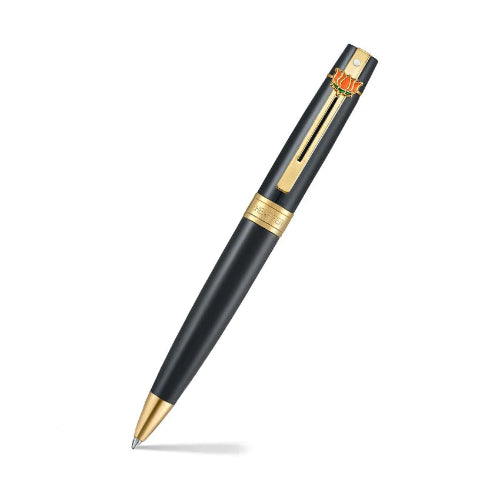 Glossy Black Ballpoint Pen With Gold Trim and Lotus Emblem /bbag inias best online store