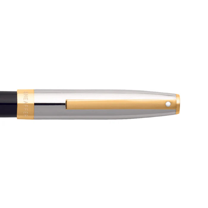 Sheaffer 9475 Gloss Black Barrel and Chrome Cap Fountain Pen With Gold Tone Trim